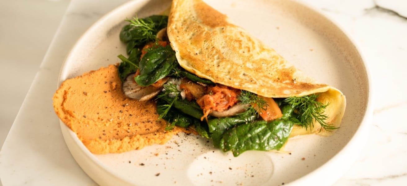 Omelette with fillings on a plate